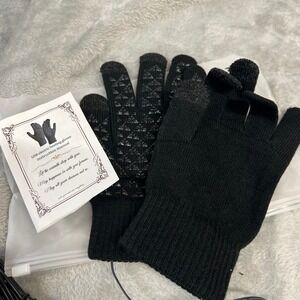 Black USB Electric Heated Gloves Touchscreen Winter Warm Gloves